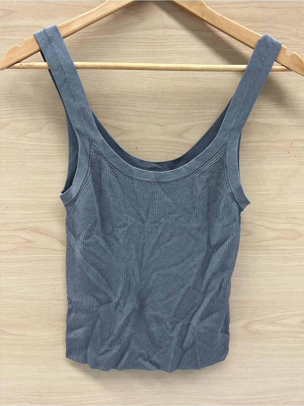 Calvin Klein Ribbed Scoop Tank Top - Gray Blue